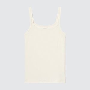 Uniqlo AIRism off white ribbed sleeveless top silk blend